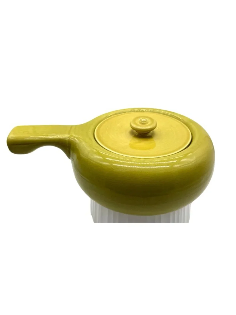Vintage Russell Wright MCM Avocado Green Ceramic Covered Casserole Dish USA